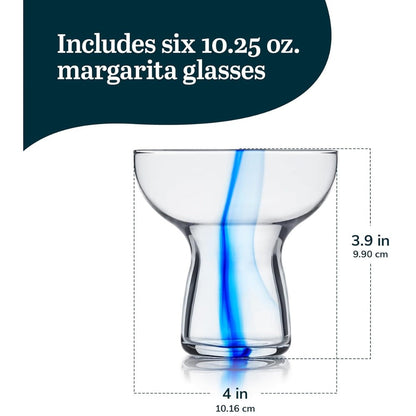 Libbey Blue Ribbon Stemless Margarita Glasses Set of 6 | Artisan-Inspired Mexican Style Margarita Glasses | Handcrafted Blue Ribbon Cocktail Glasses for Margaritas