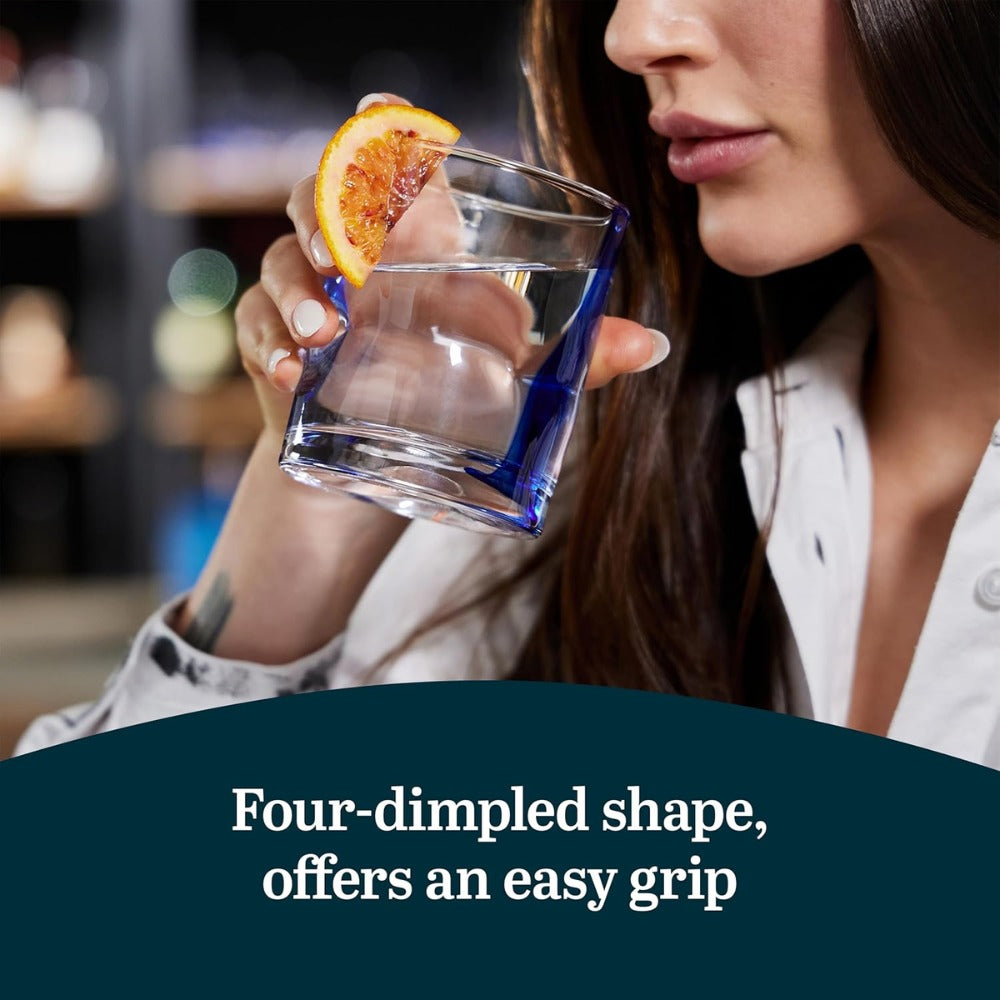 Libbey Blue Ribbon Rocks Glasses Set of 8, Artisan-Inspired Four-Dimple Whiskey Glasses, 12.5 oz Old Fashioned Cocktail Glasses